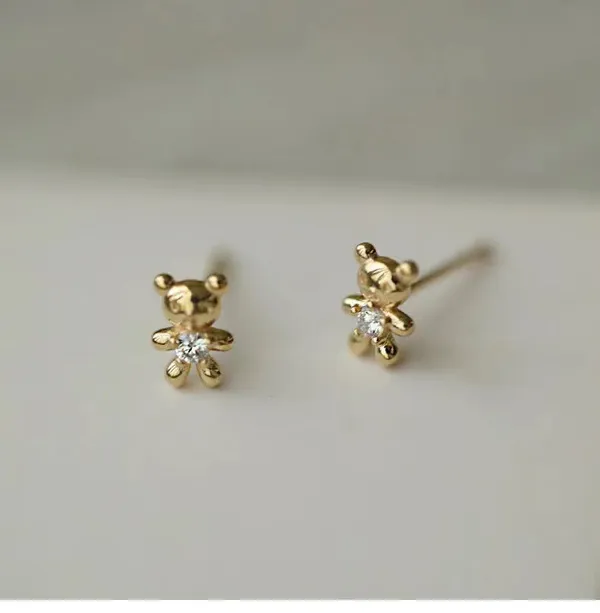 Gold_Mini_Bear_Stud_Earrings_For_Women